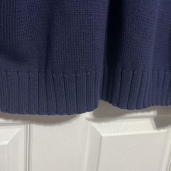 🔥 Vintage TOMMY HILFIGER Heavy Cotton Navy Knit V-Neck Sweater - Men Sz L - GUC - Picture 7 of 11